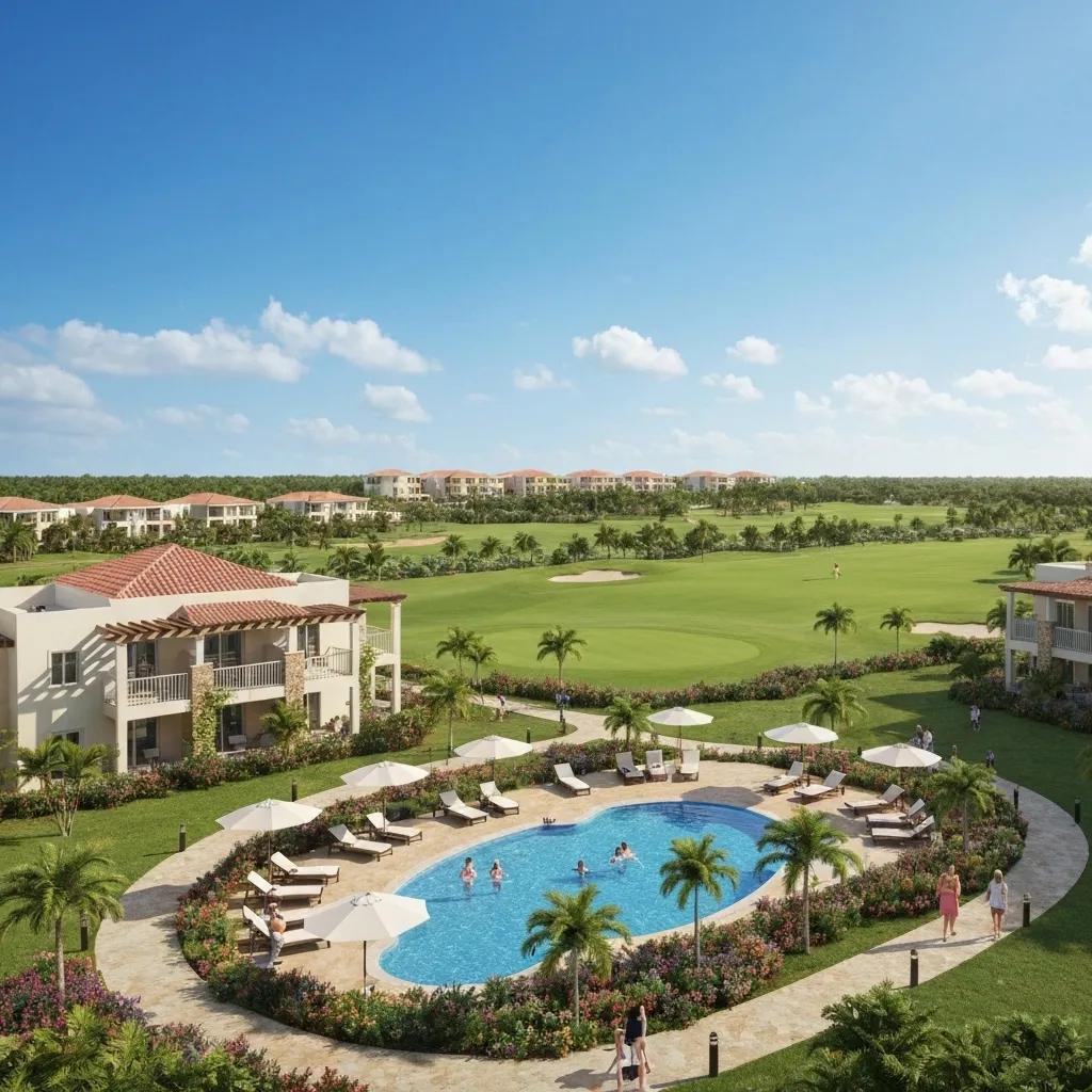 Zona residencial de lujo en Punta Cana Village, mostrando áreas de inversión privilegiadas para bienes raíces
