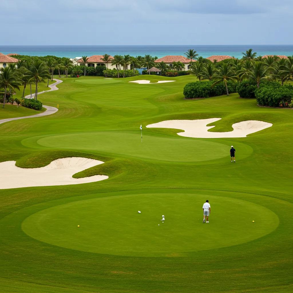 Impresionante campo de golf en Punta Cana con greens impecables y un entorno tropical exuberante